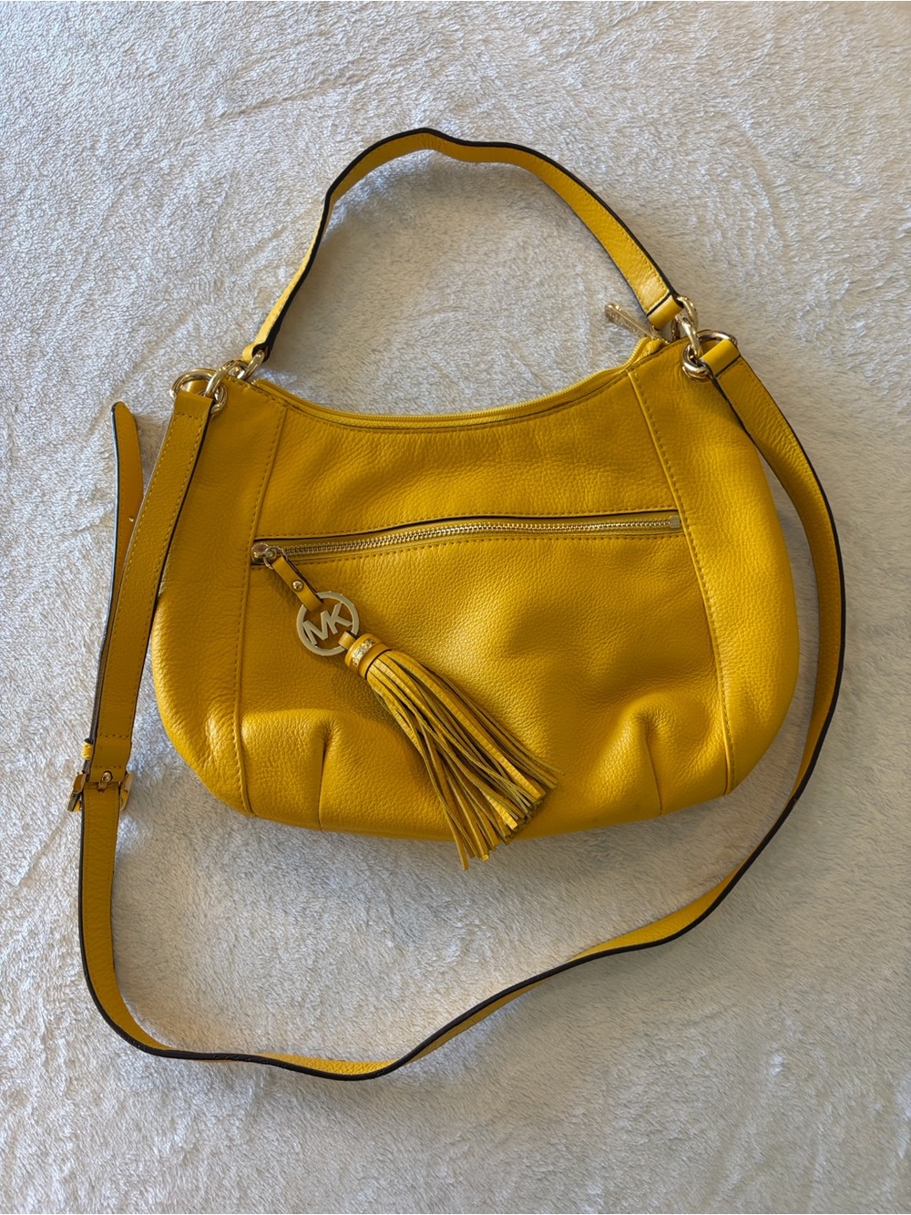 Michael Kors Mustard Yellow Leather Tassel Shoulder or Hand Bag - Picture 10 of 12